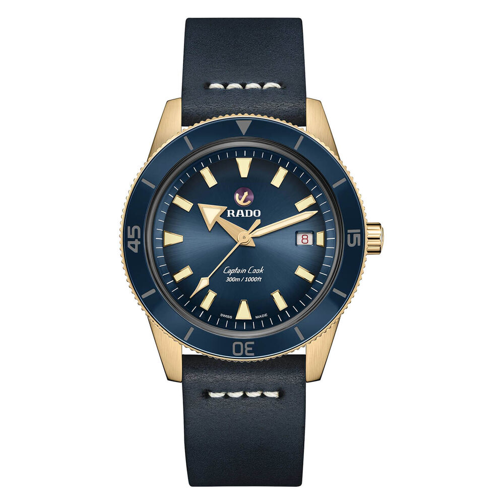 Rado Captain Cook Automatic Navy Leather Strap 42mm Mens Watch