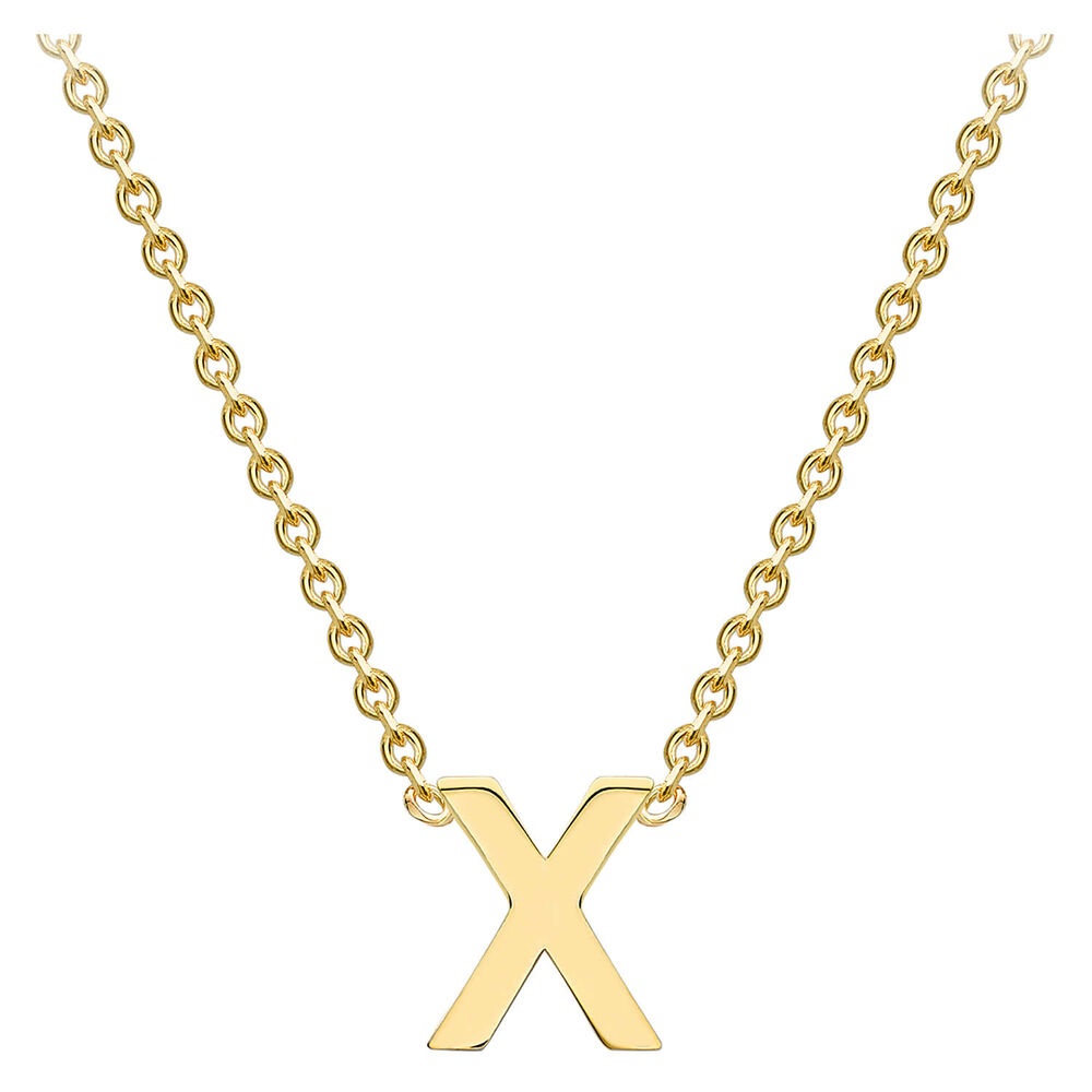9 Carat Yellow Gold Petite Initial X Necklet (Special Order) image number 1