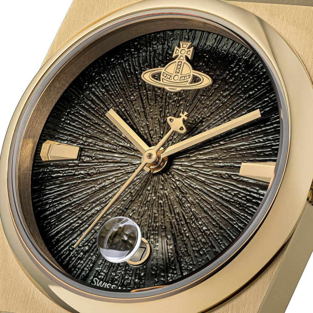 Vivienne Westwood The Hoxton 28mm Black Dial Gold Steel Bracelet Watch image number 2