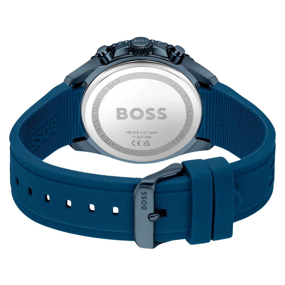 BOSS Runner Chronograph 44mm Blue Dial Silicone Strap Watch image number 3