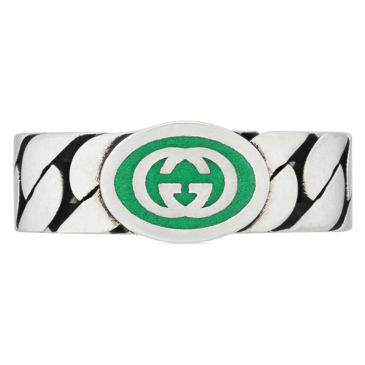 Ring with interlocking shop g enamel heart