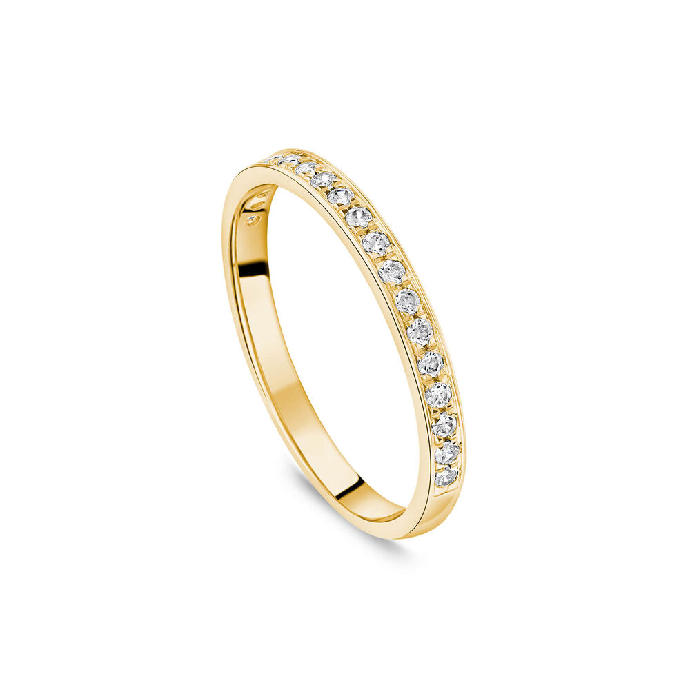 9ct Yellow Gold 2mm 0.15ct Pave Diamond Wedding Ring