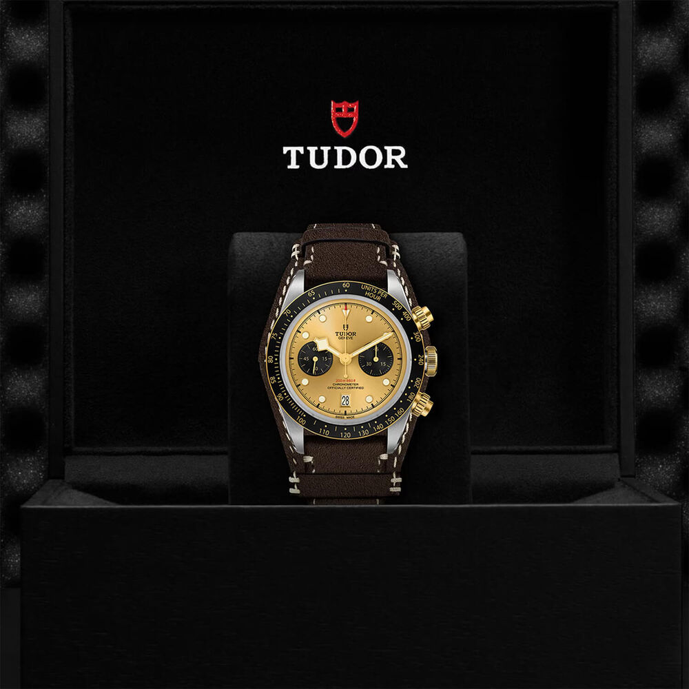 TUDOR Black Bay Chrono S&G 41mm Champagne Dial Brown Leather Strap Watch image number 4