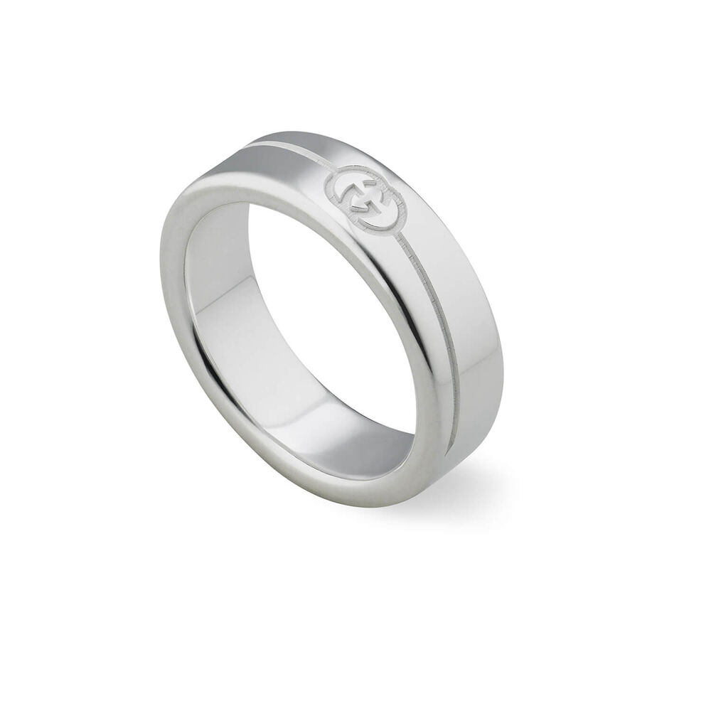 Gucci Interlocking Sterling Silver 6mm Band Ring (UK Size Q - R)