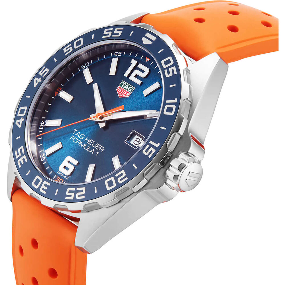 TAG Heuer Formula 1 43mm Blue Dial Orange Rubber Strap Watch image number 1