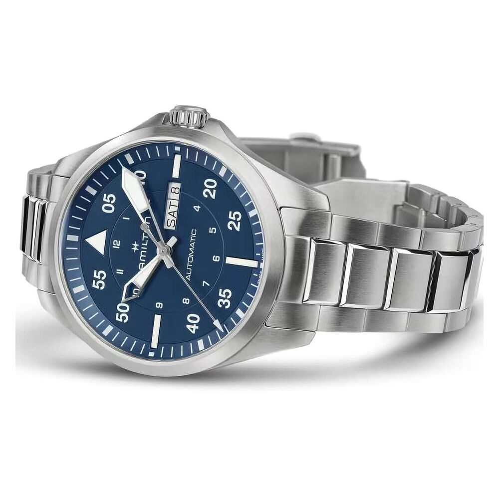 Hamilton Khaki Aviation Pilot Automatic 42mm Blue Dial Steel Bracelet Watch image number 3