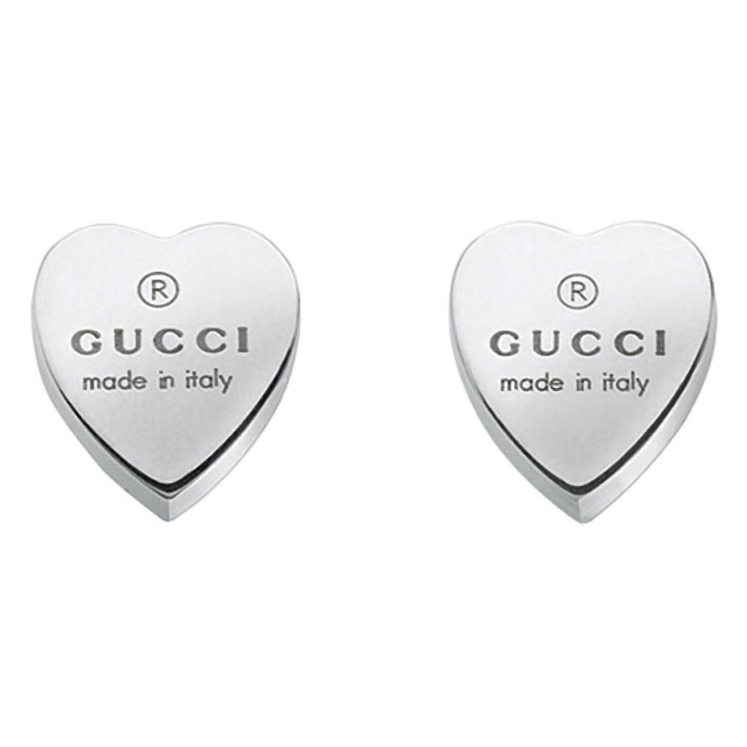 Gucci Trademark Silver Heart Stud Earrings