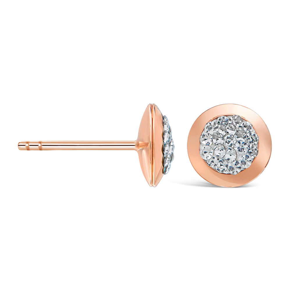 9ct rose gold cubic zirconia round stud earrings image number 1