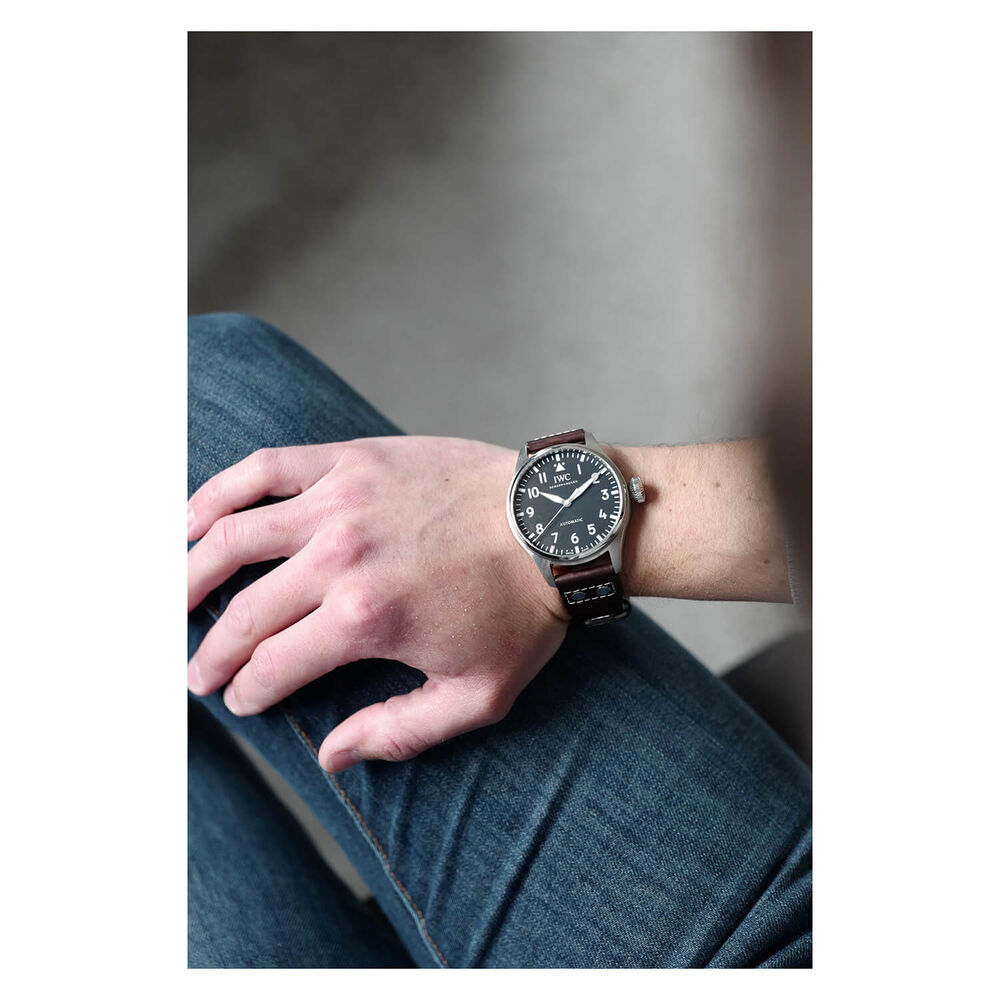 IWC Schaffhausen Big Pilot's Watch 43 Black Dial Brown Strap Watch image number 7