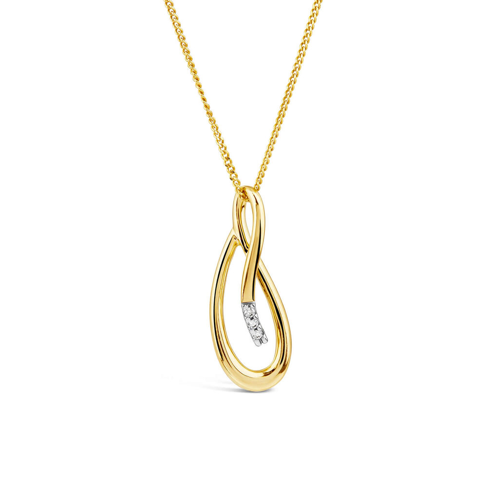 9ct Yellow Gold Open Loop Diamond Set Pendant image number 0
