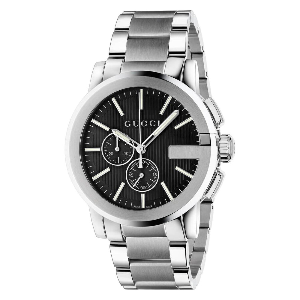 Gucci G-Chrono 44mm Black Dial Steel Case Bracelet Watch