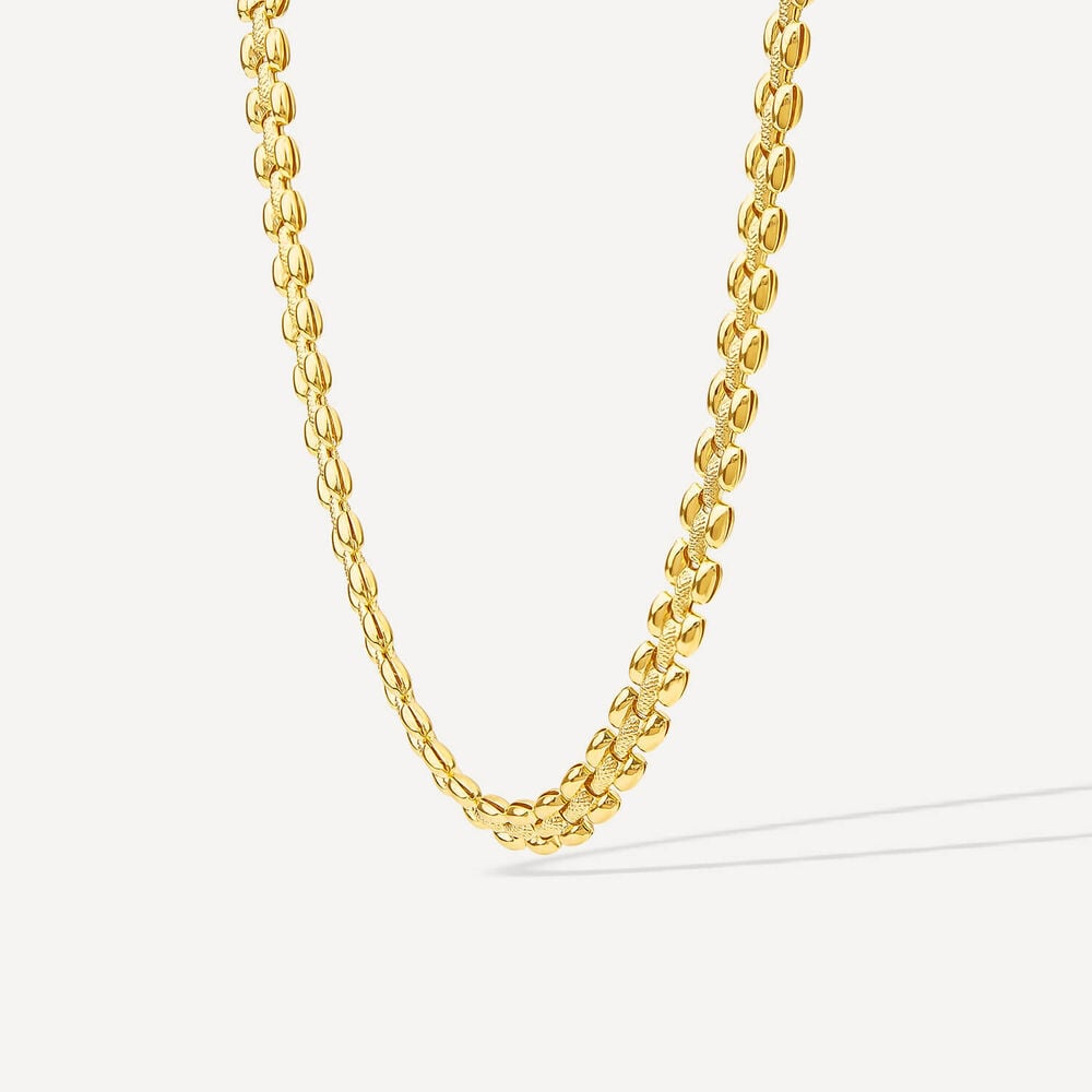Silver & Yellow Gold Plated Brick Link Necklet