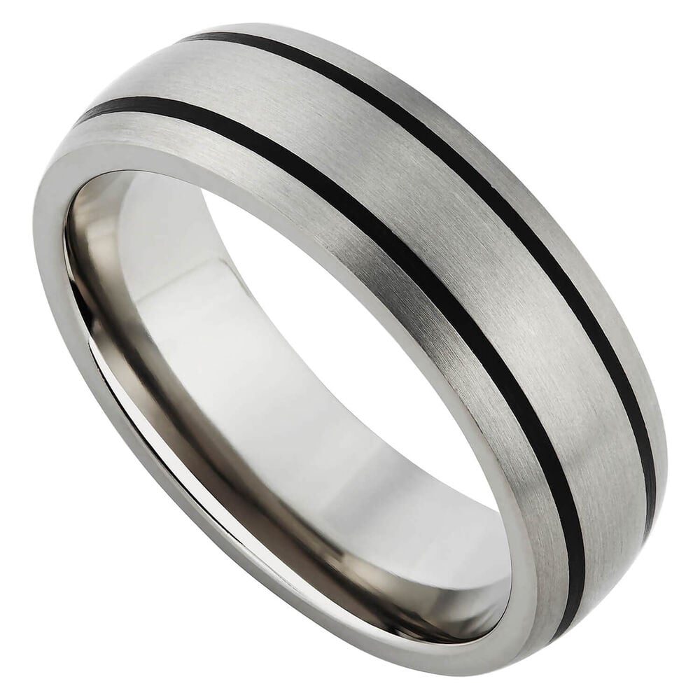Men's titanium and enamel 7mm ring