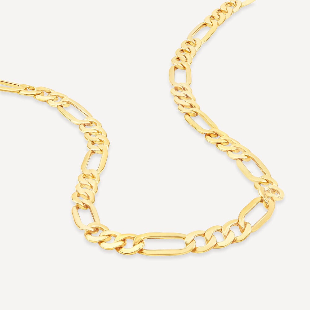 9ct Yellow Gold Hollow Bevelled Figaro Necklet