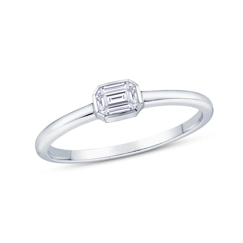 Born Contour 9ct White Gold 0.25ct Emerald Lab Grown Diamond Bezel Set Ring