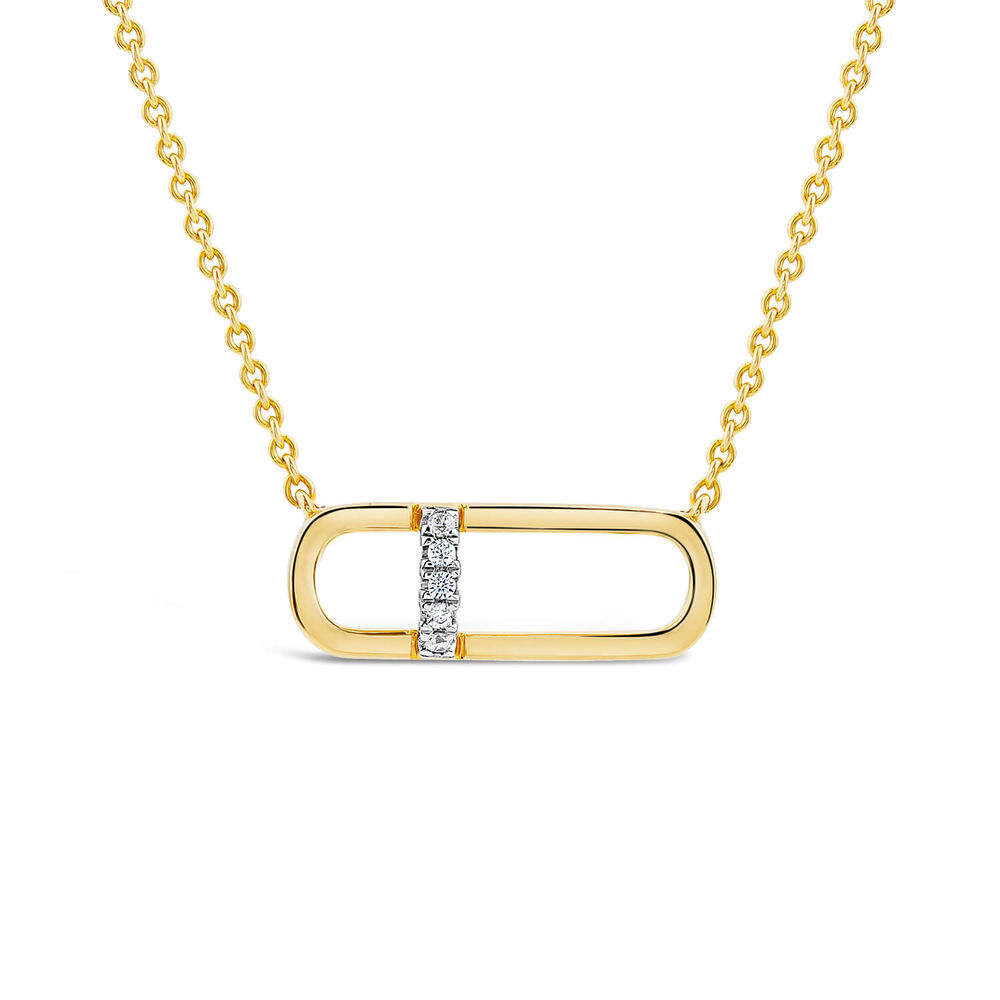 9ct Yellow Gold Paperlink Diamond Set Necklet image number 0