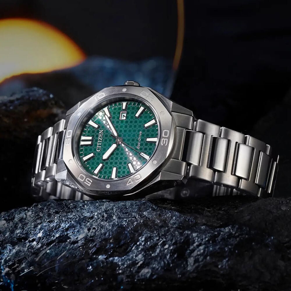 Citizen Eco-Drive Sport 41mm Green Dial Stainless Steel Bracelet Watch