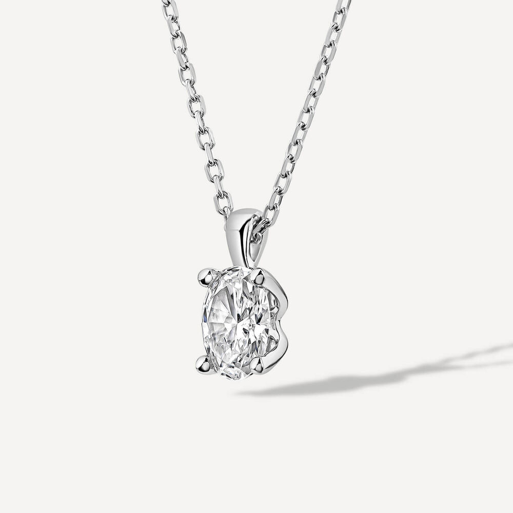 Born 9ct White Gold Lab Grown 0.30ct Diamond Oval Pendant