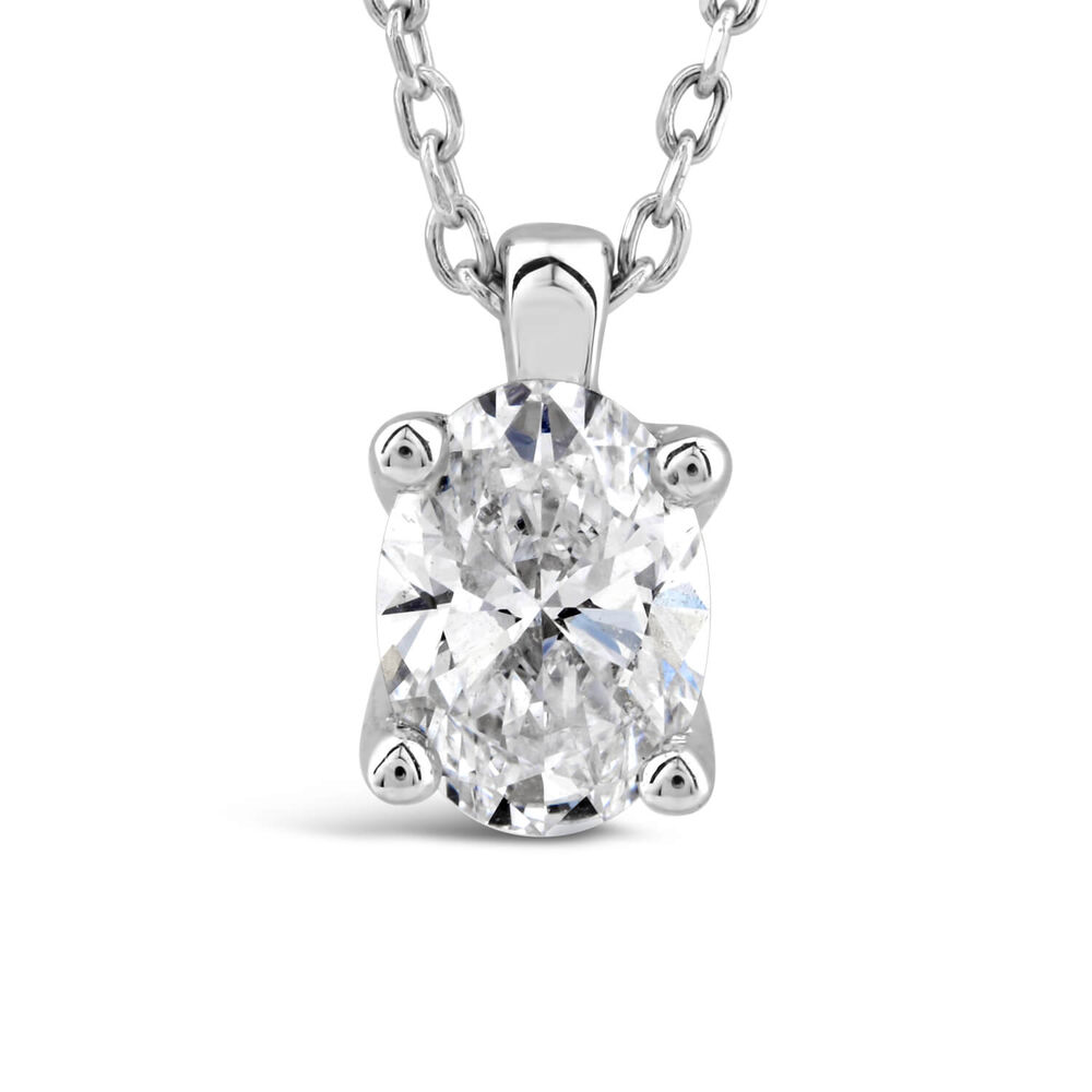 Born 18ct White Gold Lab Grown 0.50ct Oval Diamond Pendant