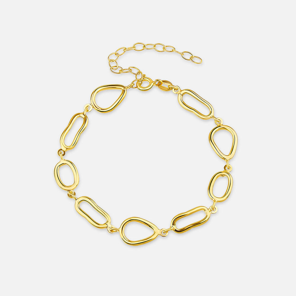 Yellow Gold Plated Sterling Silver Open Tear Loop Bracelet