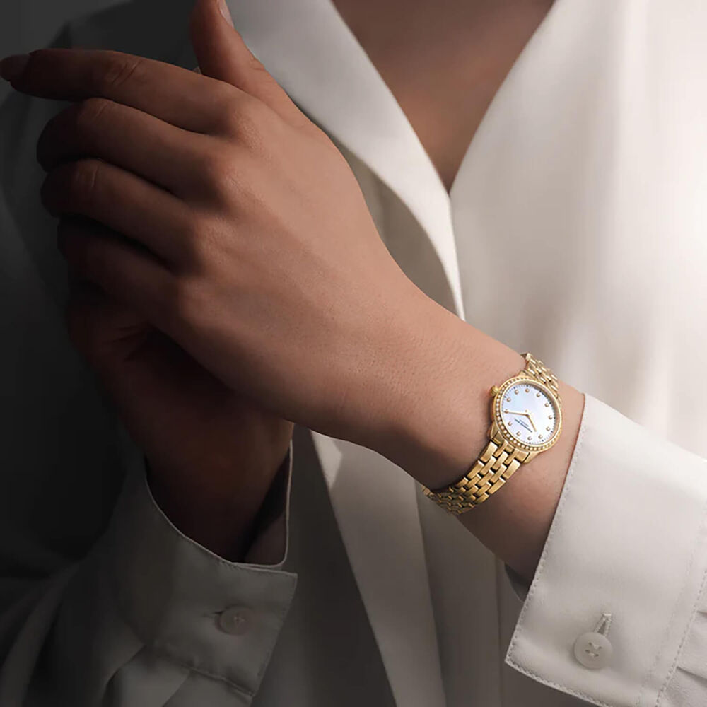 Raymond Weil Toccata Classic 24mm MOP Dial Diamond Set Bezel Gold PVD Steel Bracelet Watch