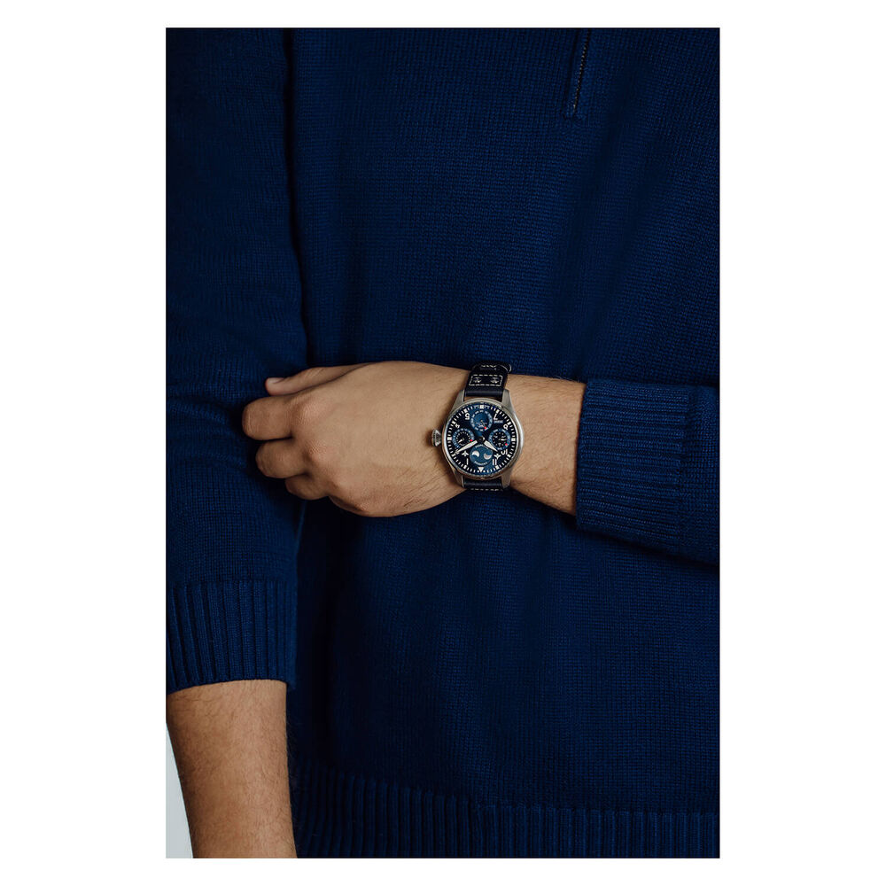 IWC Schaffhausen Big Pilot's Perpetual Calendar Blue Dial Blue Strap Watch