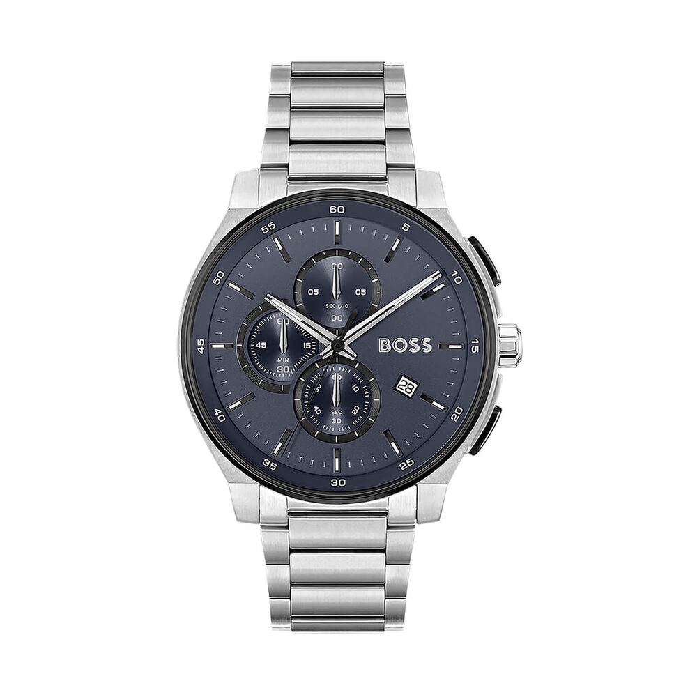 BOSS Peak 2.0 Chronograph 45mm Blue Matte Dial Steel Bracelet Watch image number 0
