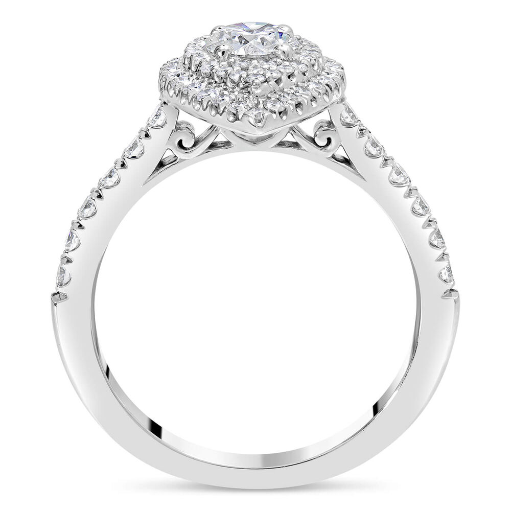 Northern Star 18ct White Gold 1.00ct Diamond Pear Double Halo & Shoulders Ring image number 3