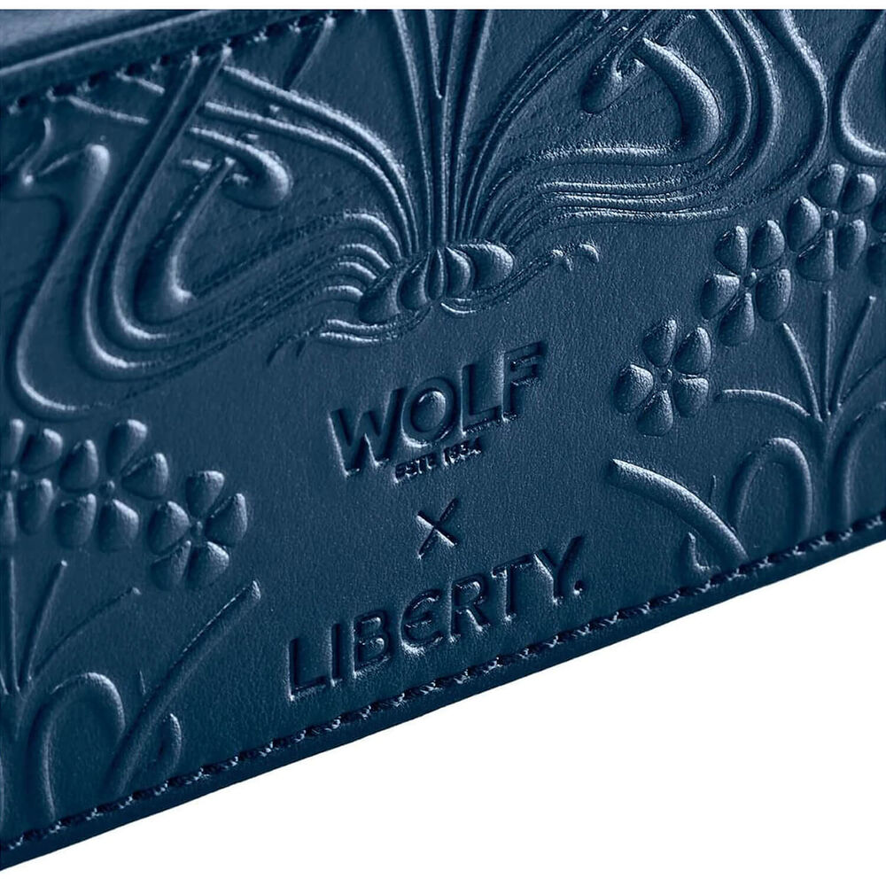 WOLF X LIBERTY Navy All Over Ianthe Medium Jewellery Zip Travel Case