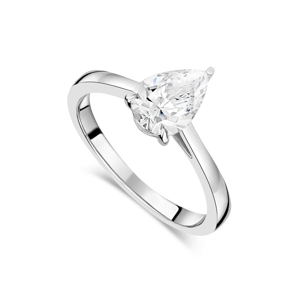 18ct White Gold Lab Grown 1ct Pear Shaped Diamond Engagement Ring image number 0