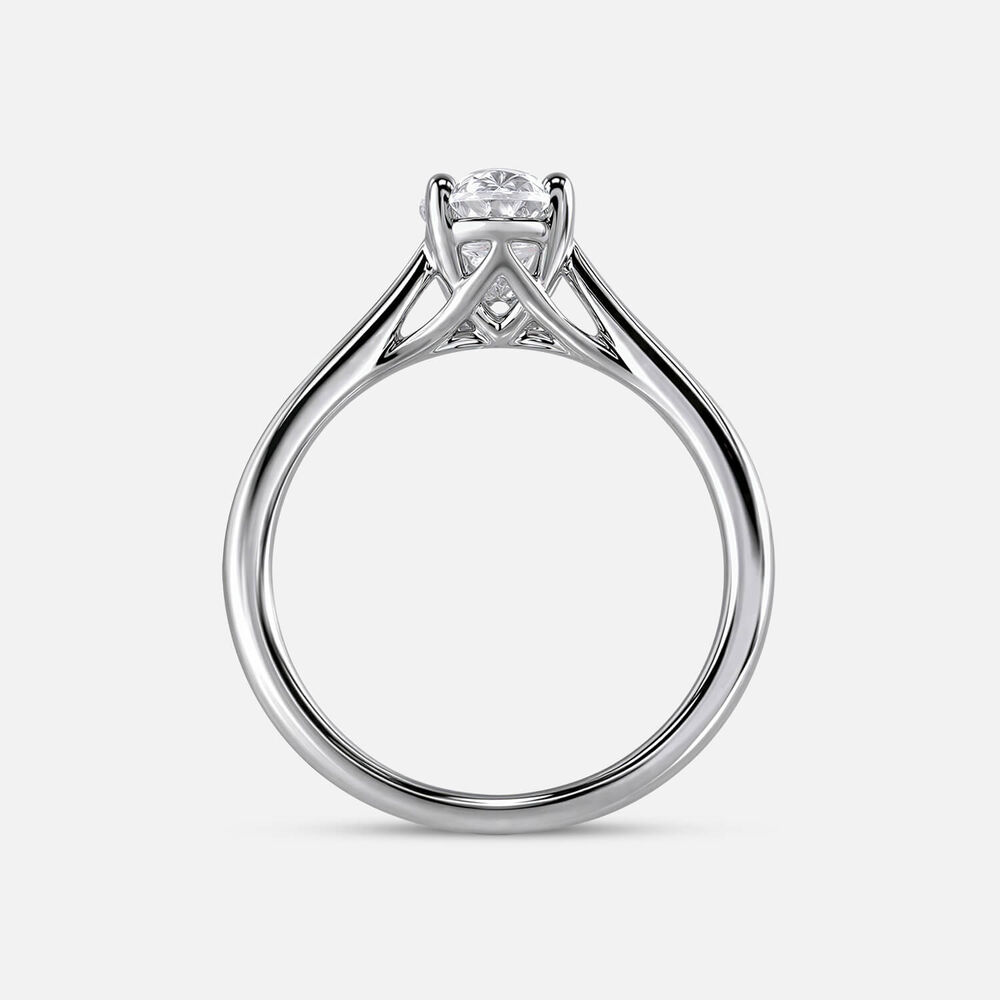 Floral Platinum 1.00ct Oval Diamond Solitaire Ring