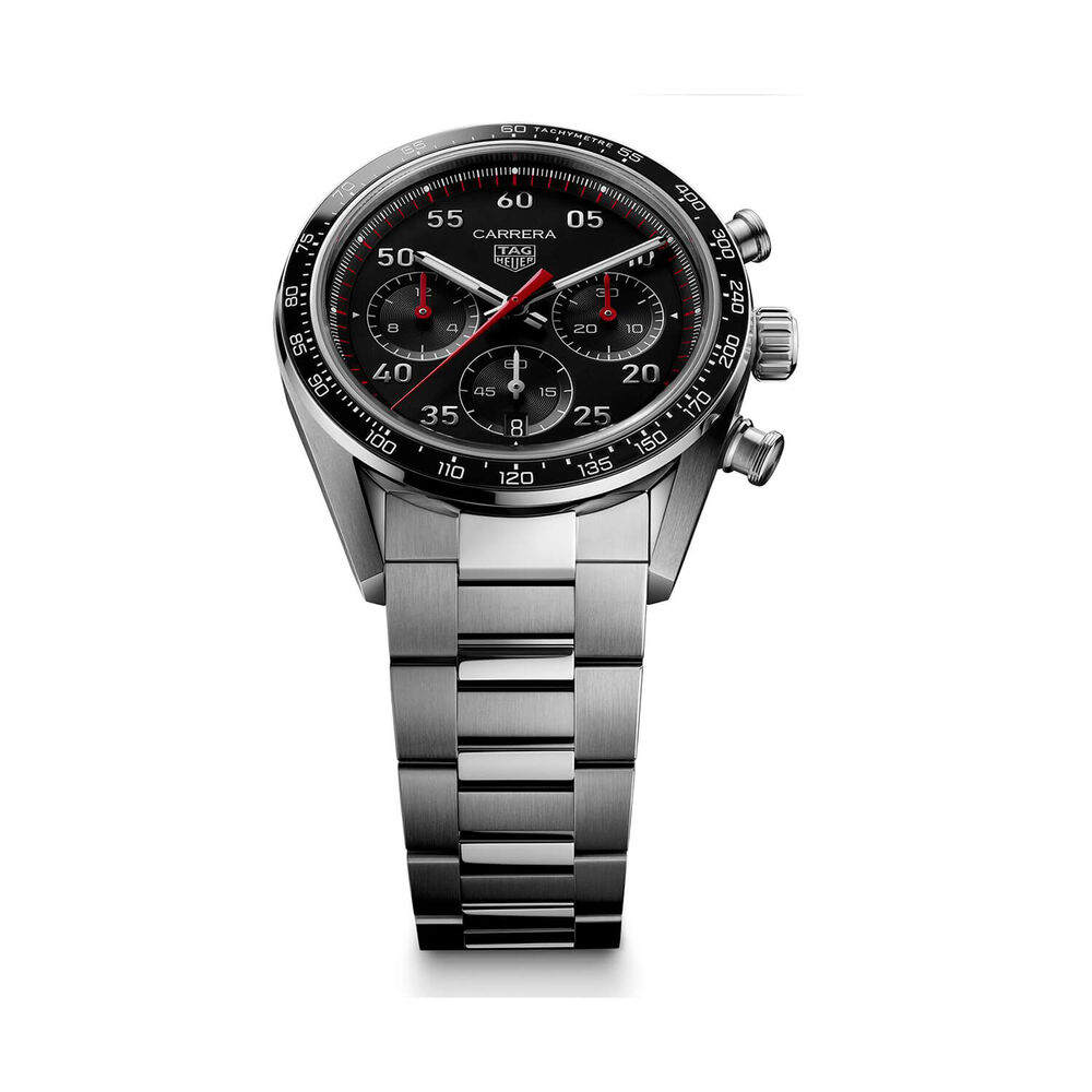 TAG Heuer Carrera Chronograph Sport 42mm Black Dial Steel Bracelet Watch