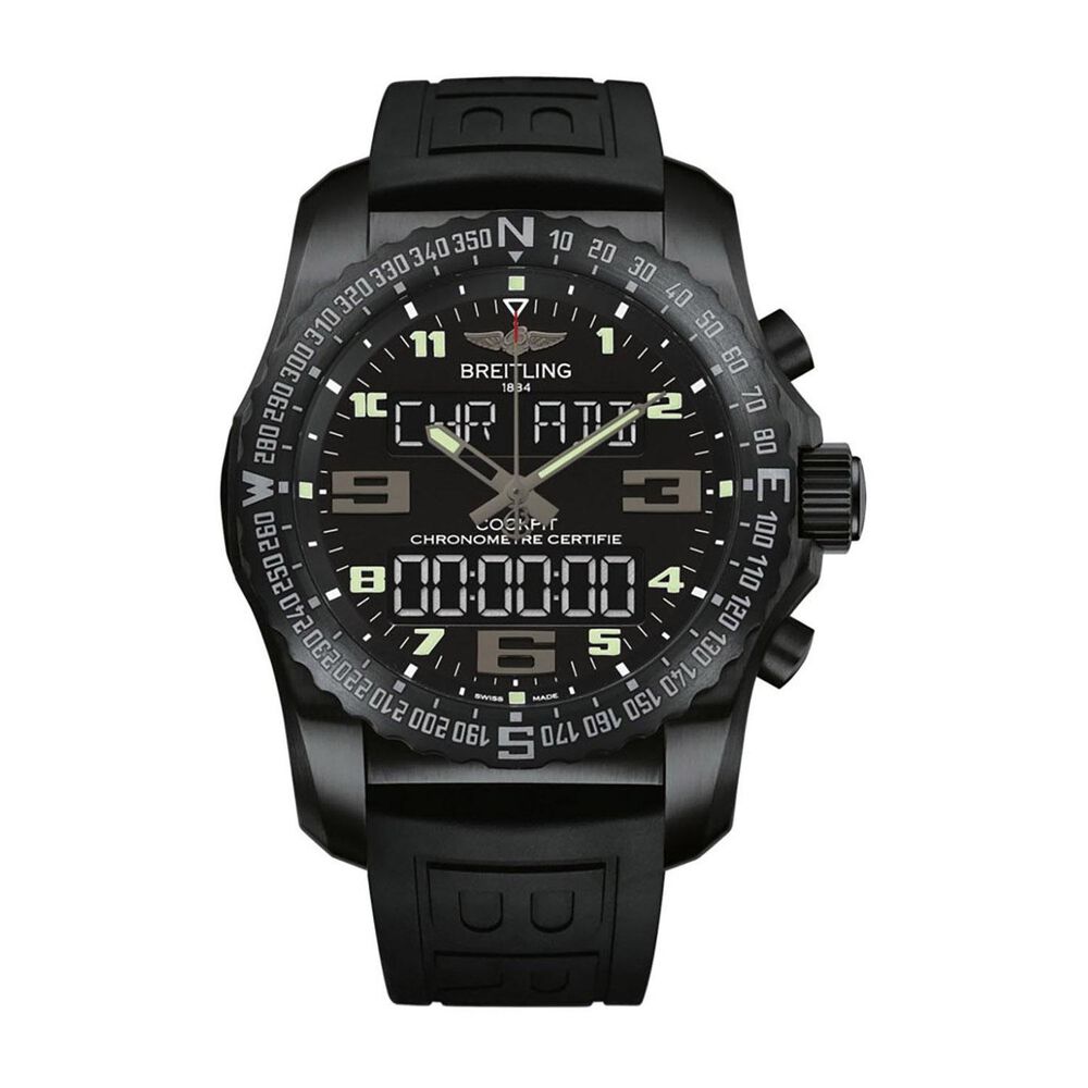 Pre-Owned Breitling Cockpit B50 46mm Black Dial Rubber Strap Watch