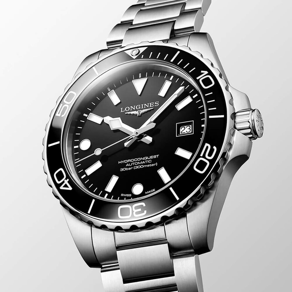 Longines HydroConquest 42mm Black Dial & Bezel Steel Bracelet Watch
