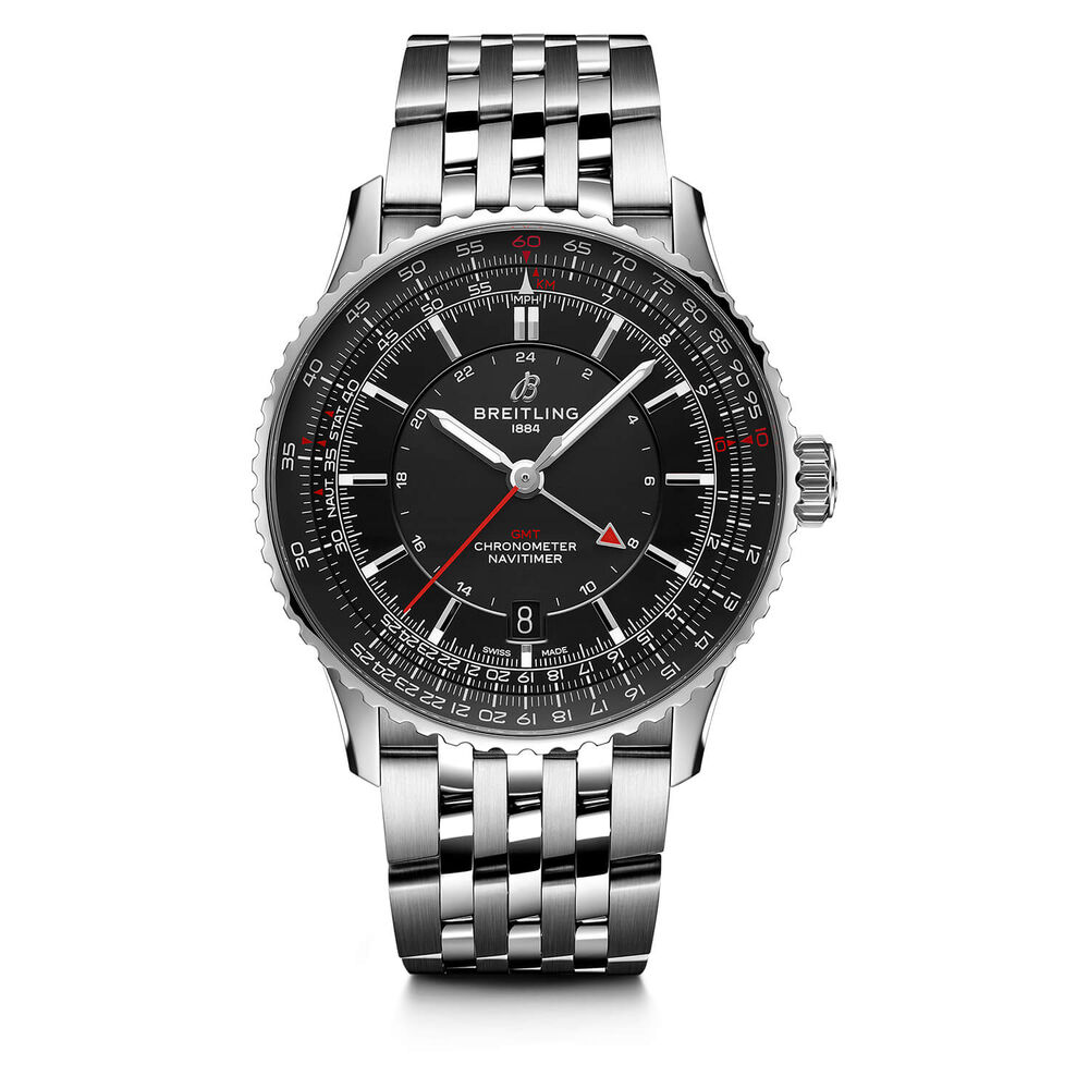 Breitling Navitimer Automatic GMT 41mm Black Dial Steel Bracelet Watch image number 0