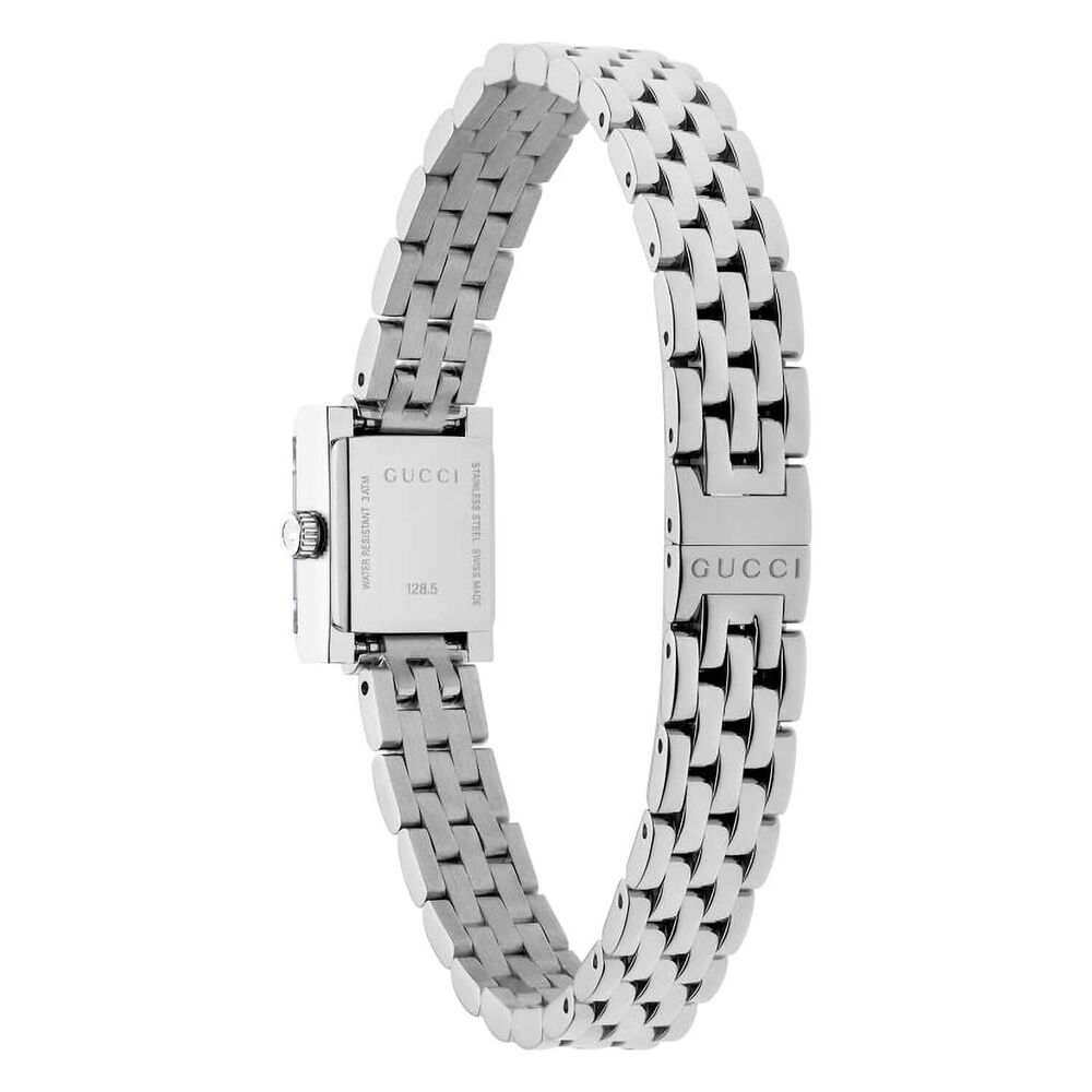 Gucci Square G-Frame Black Three Diamonds Dial Steel Bracelet Watch image number 1