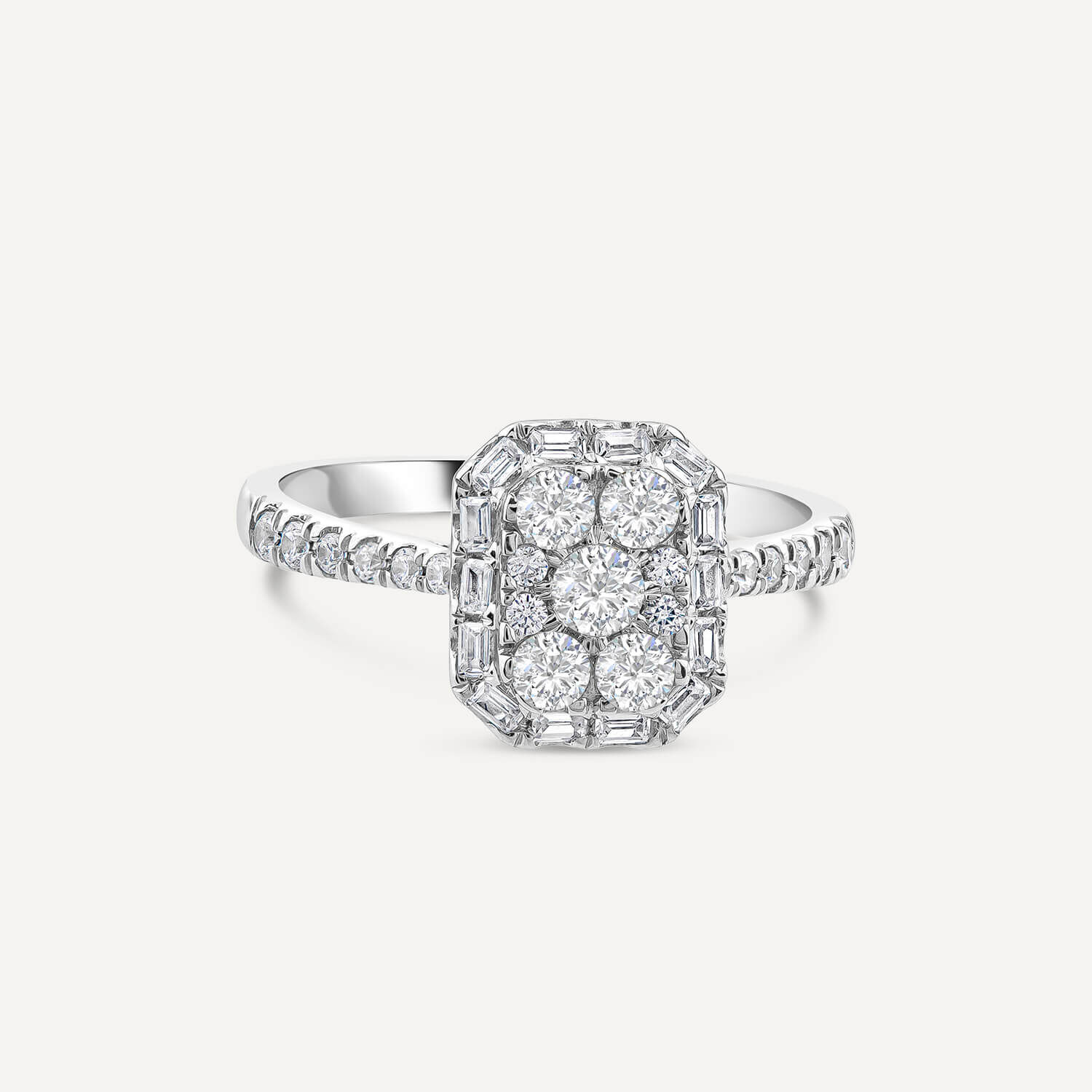 Baguette clearance halo setting