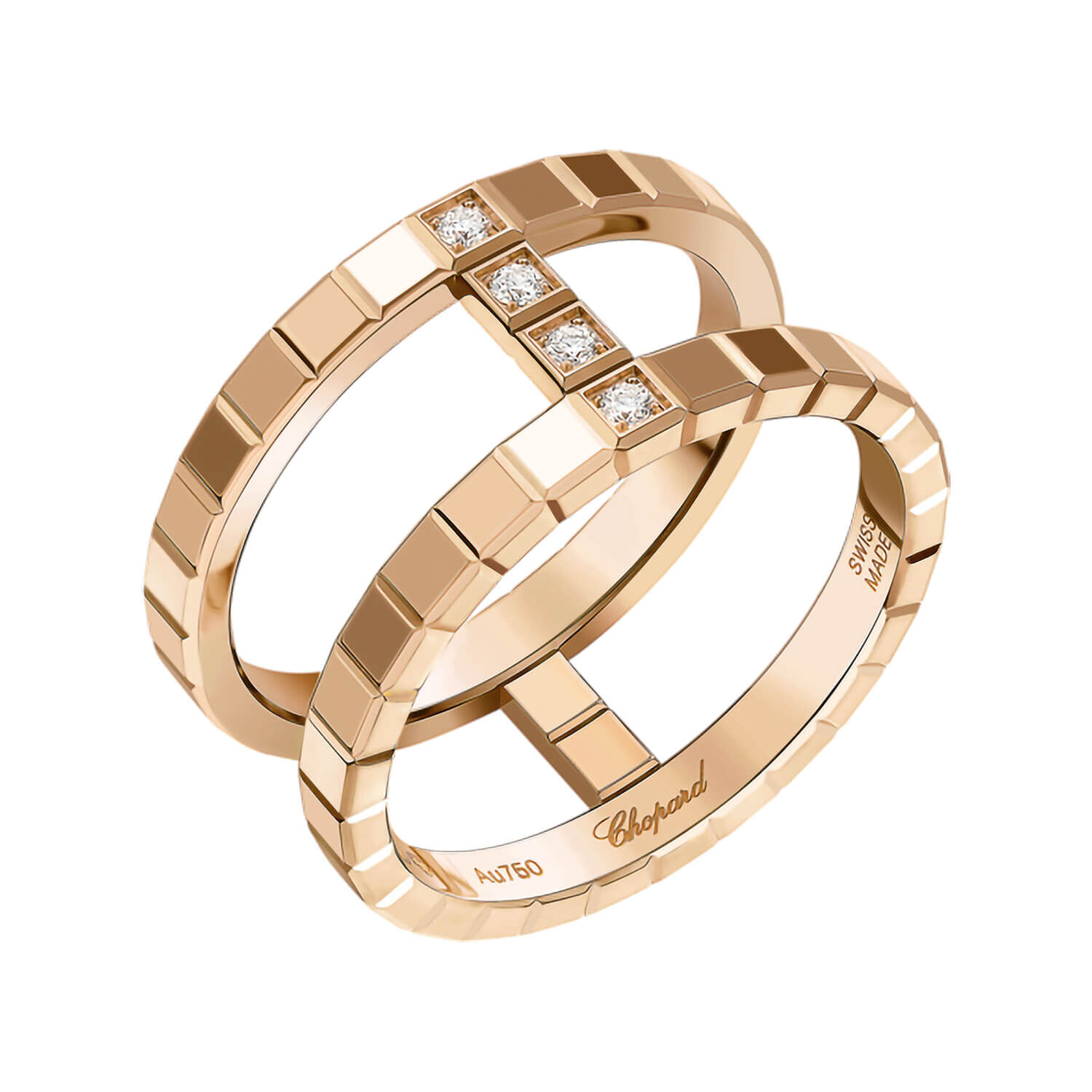 Chopard Ice Cube 18ct Rose Gold 0.04ct Diamond Ring