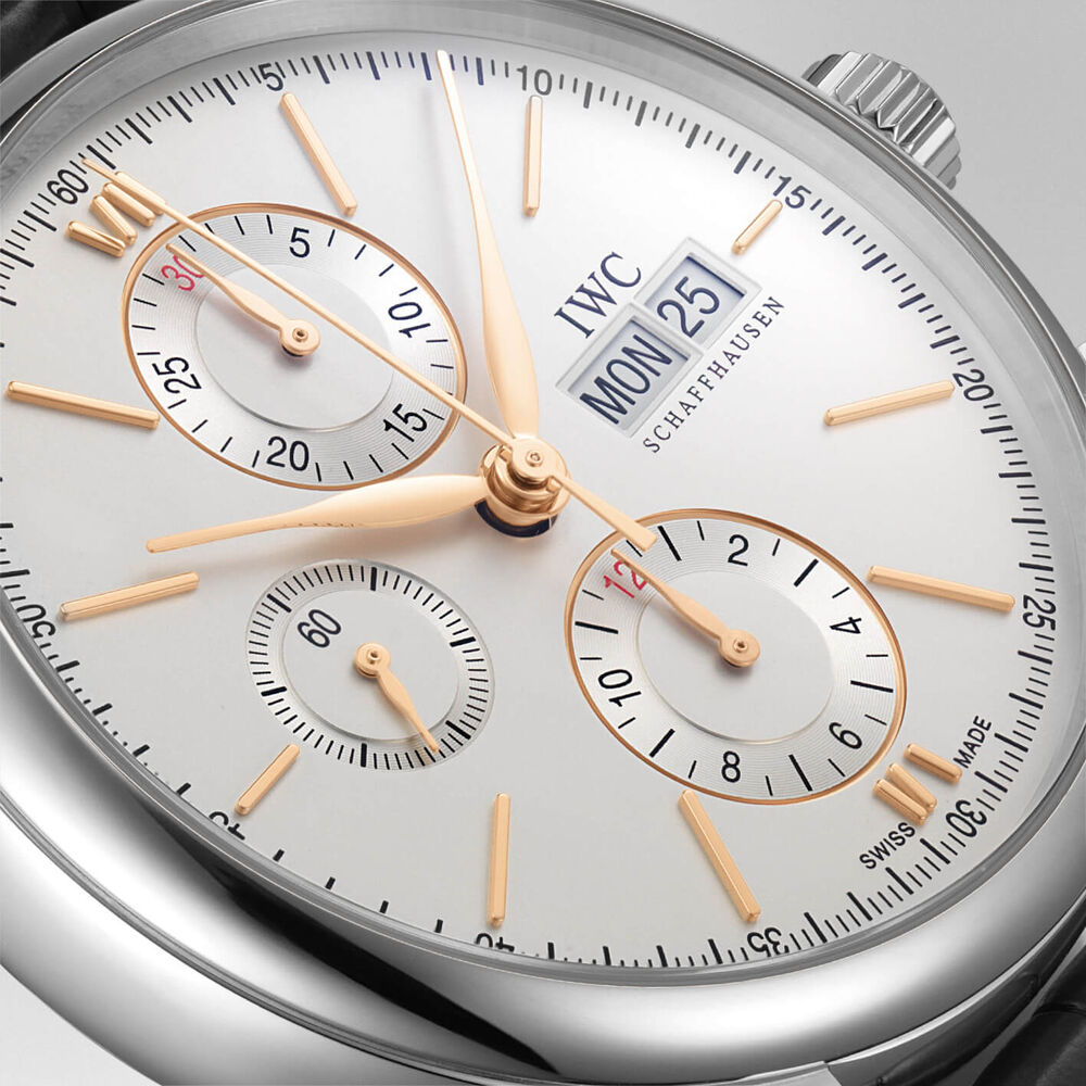 IWC Schaffhausen Portofino Chronograph Silver Dial Black Strap Watch image number 3