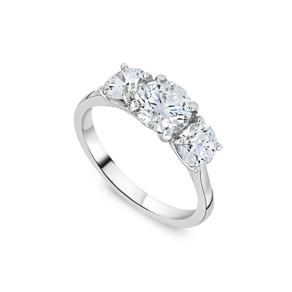 Born Platinum 2ct 3 Round Brilliant Stone Diamond Ring