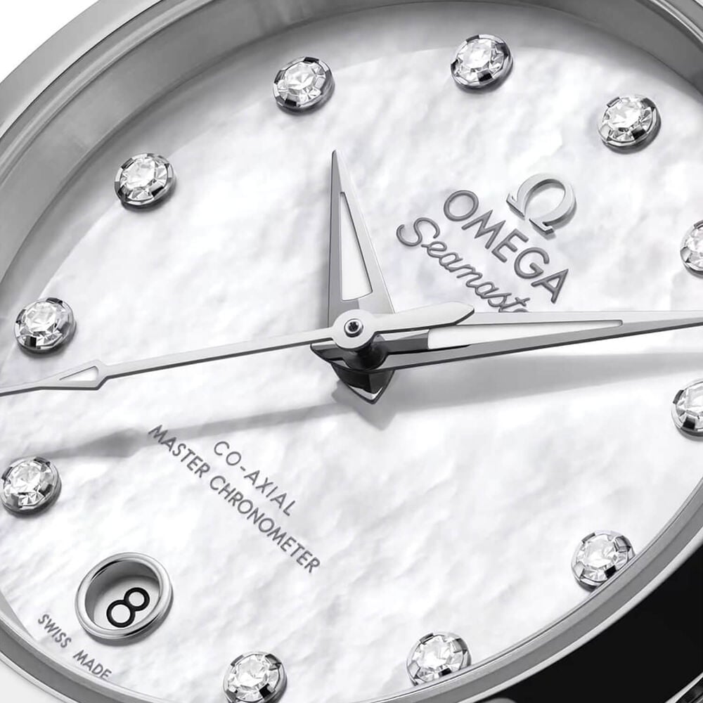 OMEGA Seamaster Aqua Terra 150M 30mm Mother of Pearl Dial Diamond Dots Steel Bracelet Watch image number 3