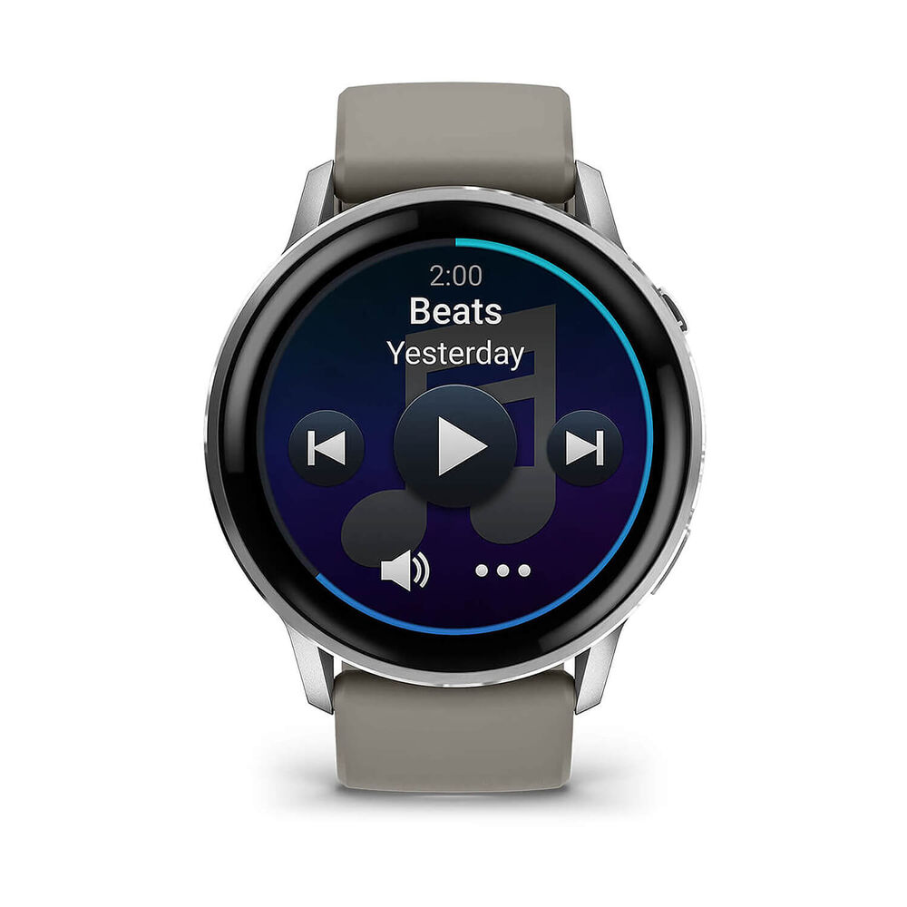 Garmin Venu 4 45mm Silver Bezel Silver Grey Silicone Strap Watch image number 2