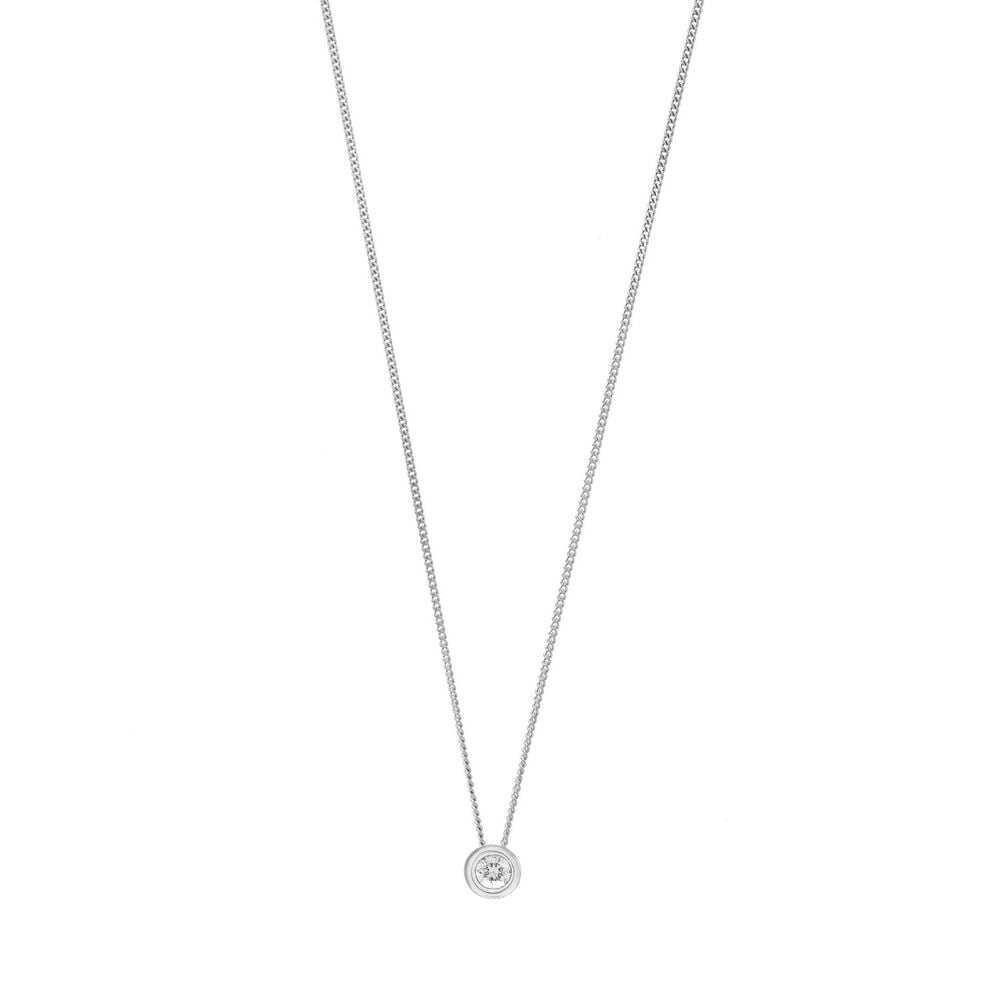 9ct white gold 0.10 carat diamond solitiare rubover slider pendant