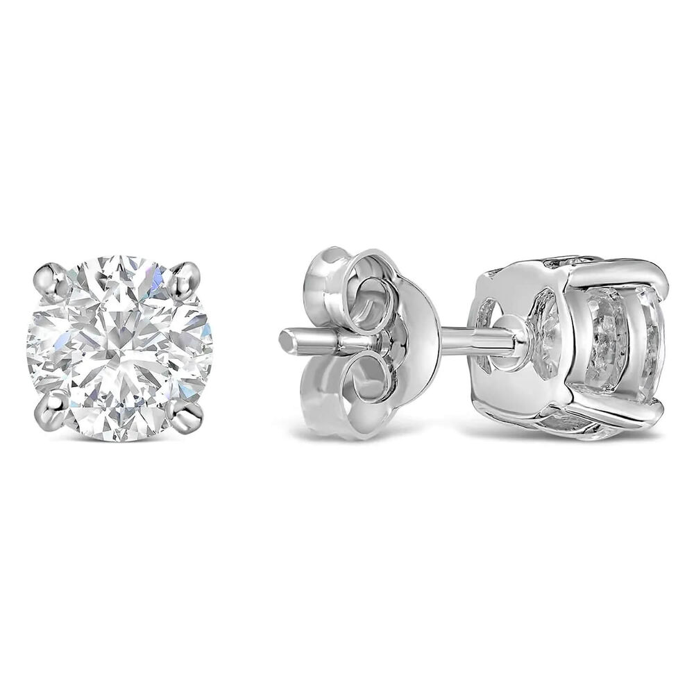 Sterling Silver Cubic Zirconia Medium Claw Stud Earrings image number 1