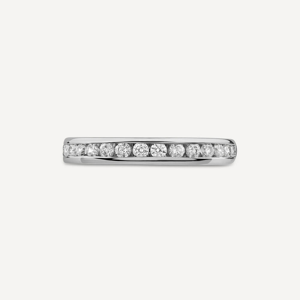 9ct White Gold 3mm Channel Set 0.35 Diamond Wedding Ring