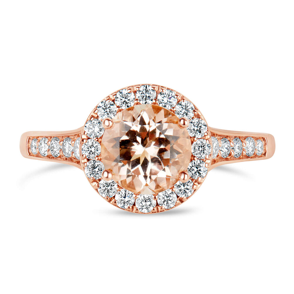 9ct Rose Gold 0.40ct Diamond & Morganite Round Cut Ring