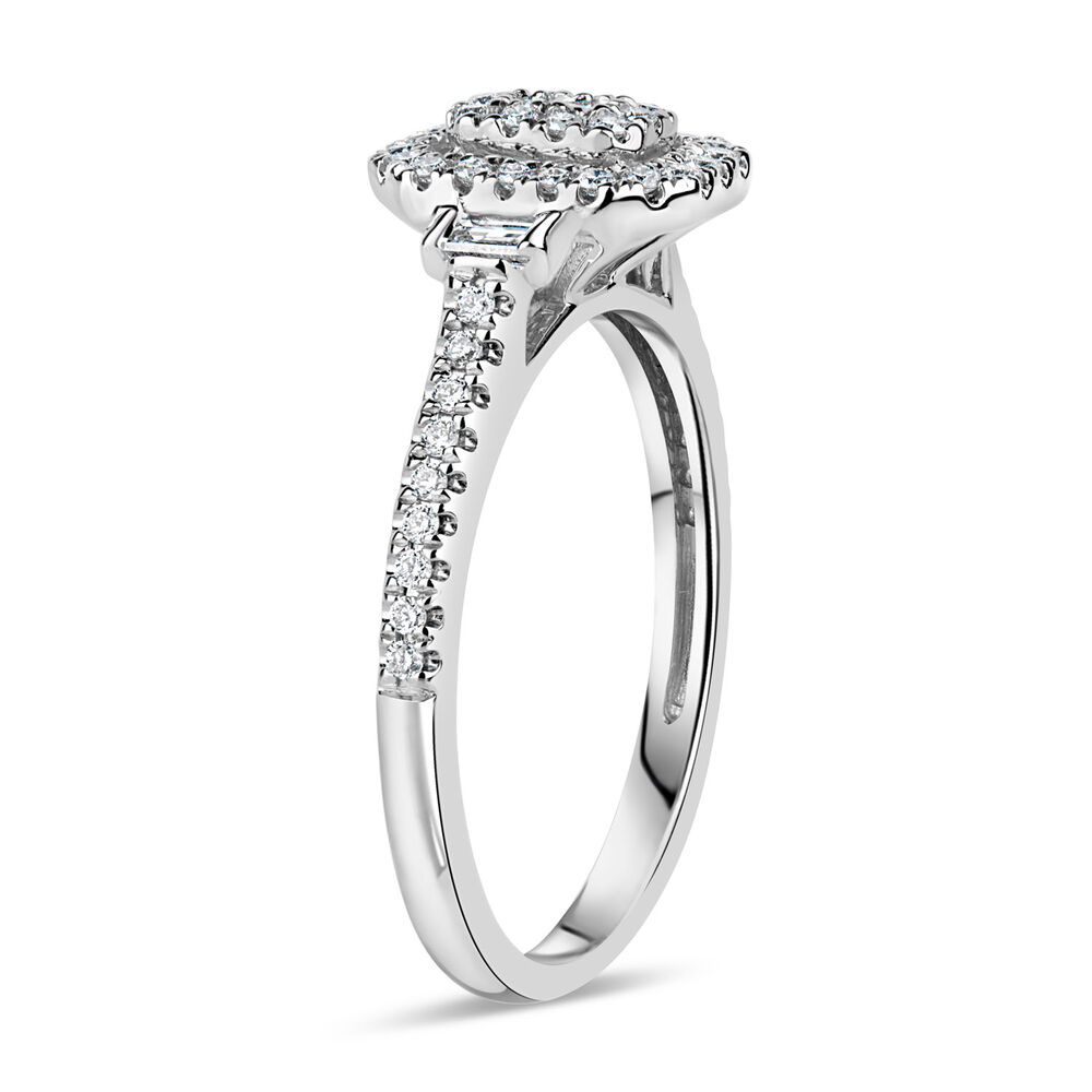 18ct White Gold 0.37ct Diamond Double Halo Ring image number 3