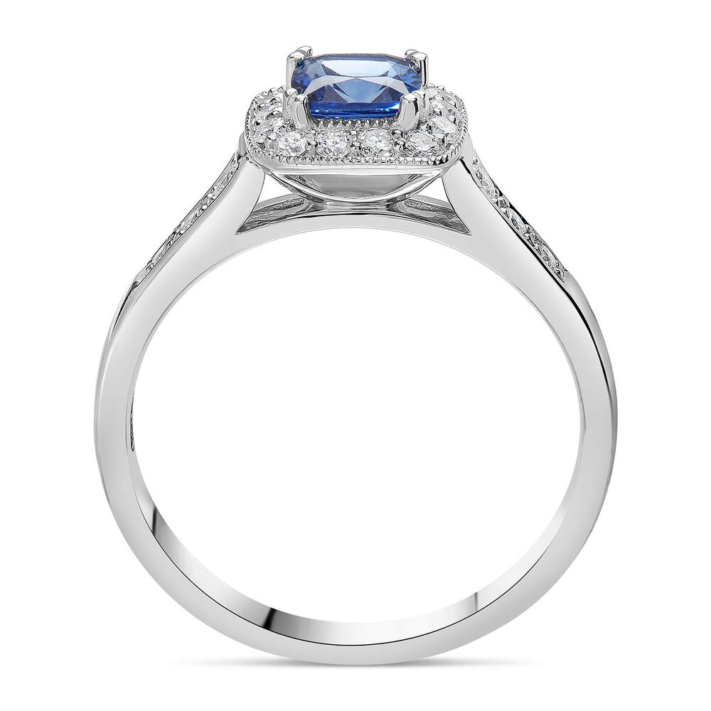 18ct white gold sapphire and 0.25 carat diamond ring image number 2