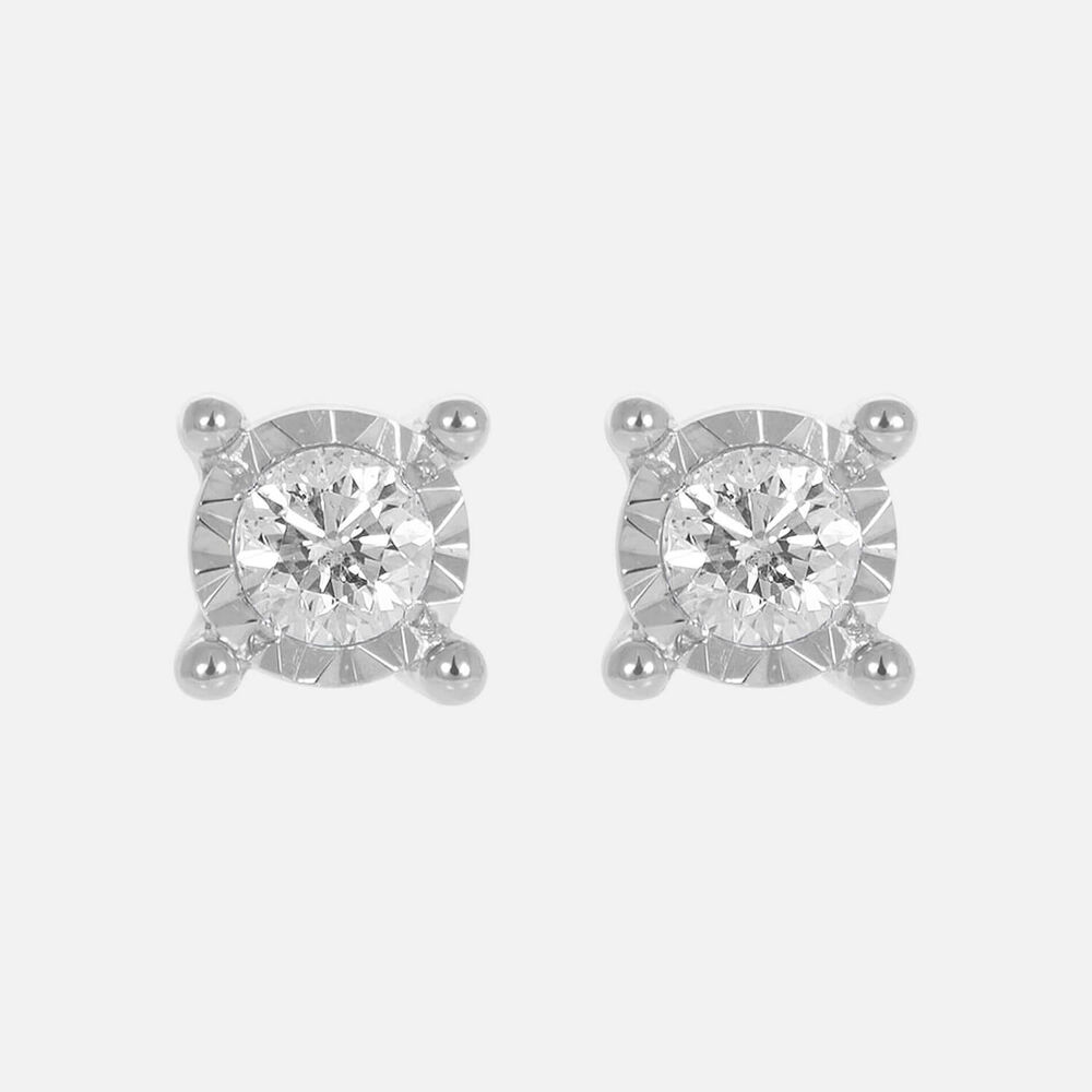 9ct white gold 0.16 carat diamond solitaire stud earrings
