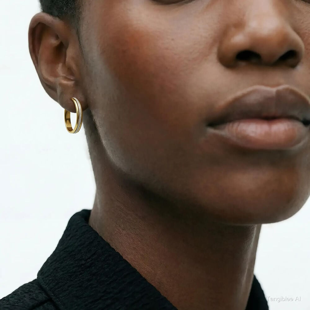 9ct Yellow Gold Medium 20mm Glitter Hoop Earrings
